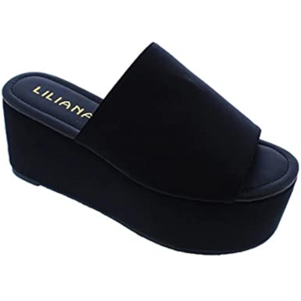Liliana Women's Bandana Open Toe Platform Wedge Heel Slide Mule Sandal